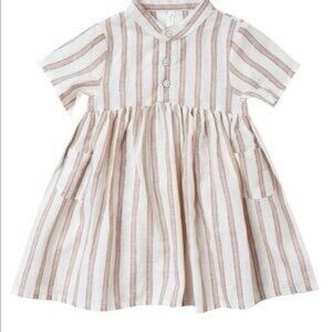 Rylee and Cru Esme Striped Baby Dress with Pockets 6/12m linen